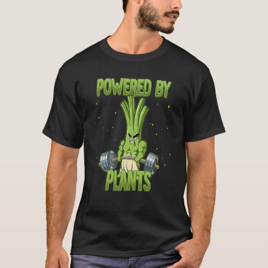 T-shirt Spring Onion Gym Weight Training Powered By Plants (Devant)