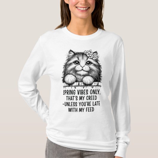T-shirt Spring Vibes Only - Funny Cat Lover (Devant)