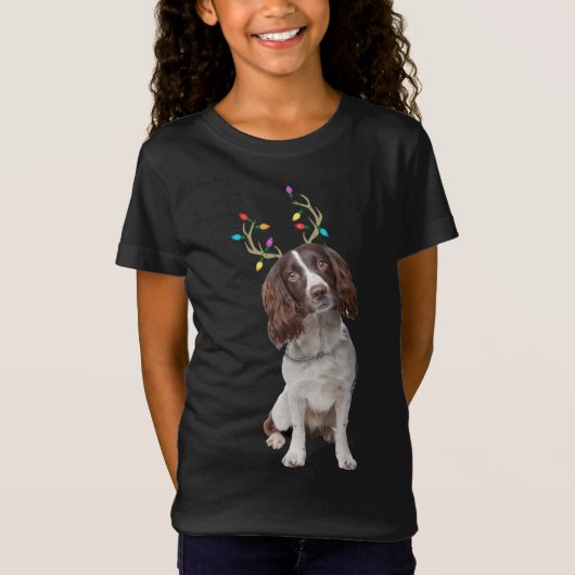 T-Shirt Springer anglais Spaniel Reindeer Christmas Dog (Devant)