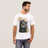T-shirt Spunky Paws Le Chat Steampunk Funky (Devant entier)