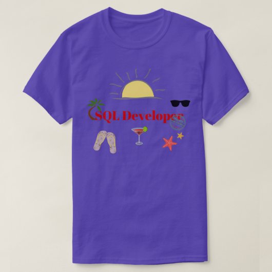 T-shirt SQL Developer en vacances (Design devant)