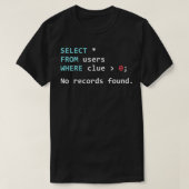 T-shirt SQL Query Funny SQL Database Admin Programmer (Design devant)