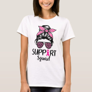 T-shirt Squad Chignon Débraillé Léopard Rose Sensibilisati