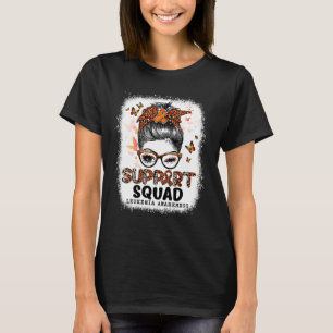 T-shirt Squad Messy Bun Butterfly Orange Ribbon Leukemia