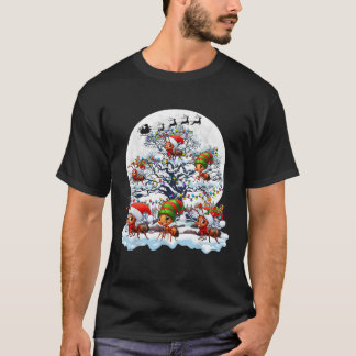 T-shirt Squad Santa Reindeer Elf Ants On Xmas Tree Insect 