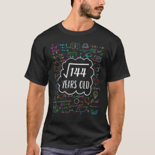 T-shirt Square Root Of 144 12th Birthday For 12 Years Old