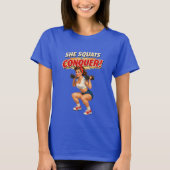 T-shirt Squats Conquer -Funny Retro Gym Pin-Up- Activewear (Devant)