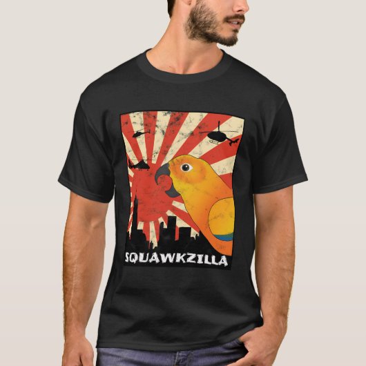 T-shirt Squawk Zilla Sun Conure Parrot Squawaii (Devant)