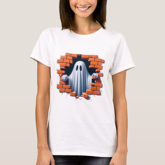 T-shirt Squelette 3d Poing à travers une conception murale (Devant)