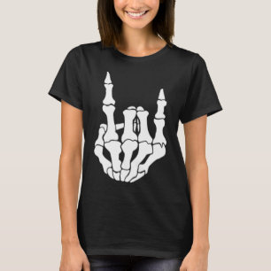 T-shirt Squelette à main rock Vintage Rocker Sign Hallowee