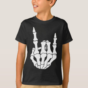 T-shirt Squelette à main rock Vintage Rocker Sign Hallowee