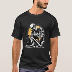 T-shirt Squelette Accrocher chat crâne Kitty mignonne Goth