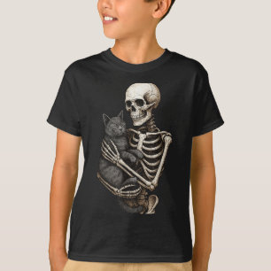 T-shirt Squelette Accrocher Chat Halloween Chats Lover Cha