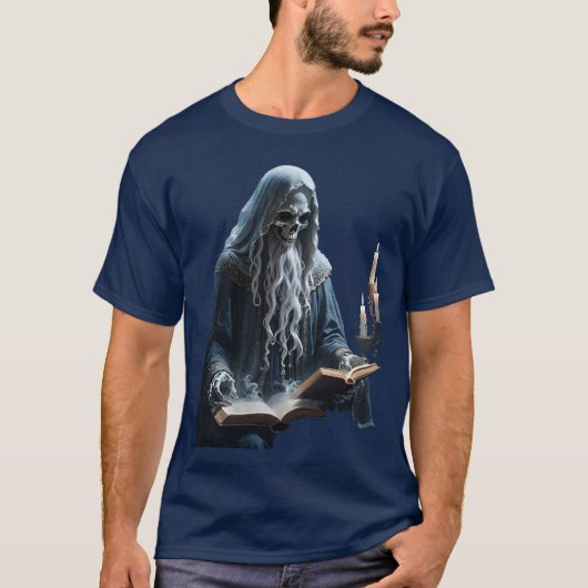 T-shirt Squelette Ancien Lecture Aux Chandelles Découpe (Devant)