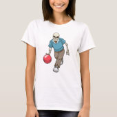 T-shirt Squelette au Bowling avec Bowling ball (Devant)