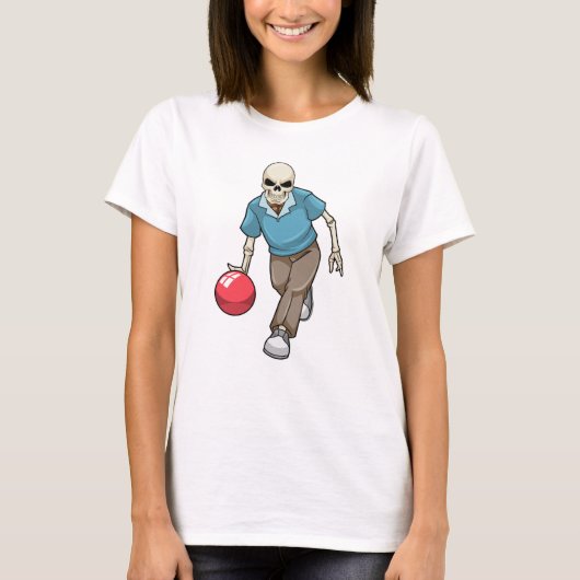 T-shirt Squelette au Bowling avec Bowling ball (Devant)