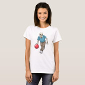 T-shirt Squelette au Bowling avec Bowling ball (Devant entier)