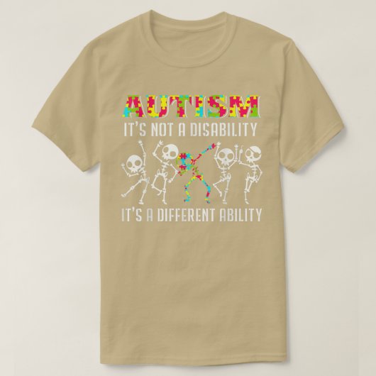 T-shirt Squelette Autiste Dabbing Pas Un Handicap Différen (Design devant)