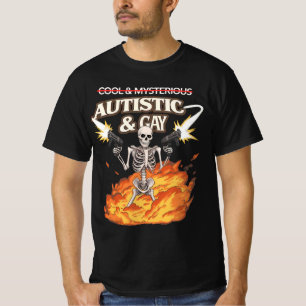 T-shirt Squelette Autiste et Gay Drôle de Sensibilisation