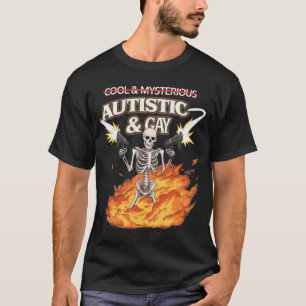 T-shirt Squelette Autiste et Gay Drôle de Sensibilisation