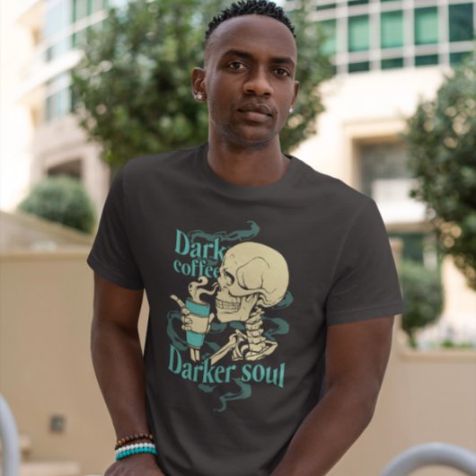 T-shirt Squelette Avec Café Cup