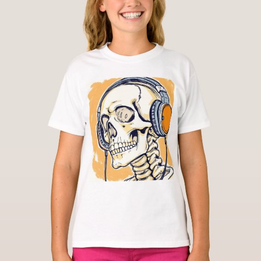 T-shirt Squelette avec casque audio (Devant)