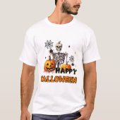 T-shirt Squelette avec citrouilles (Devant)