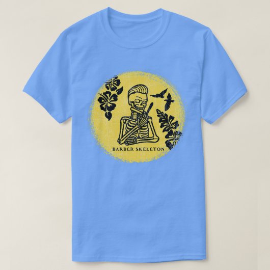 T-shirt Squelette avec couteau-barbier (Design devant)