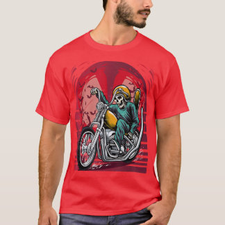T-shirt Squelette avec grand vélo squelette effrayant 