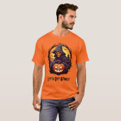 T-shirt Squelette avec Jack-o'-lantern | Citrouille Hallow (Devant entier)