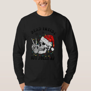 T-shirt Squelette Avec Le Chapeau Du Père Noël Lumières Mo