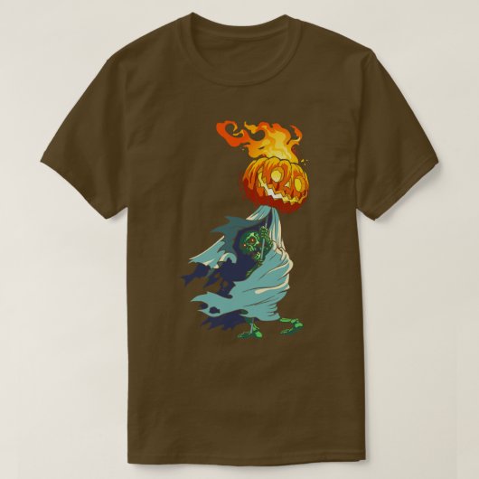 T-shirt Squelette avec torche Citrouille (Design devant)