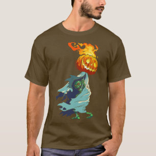 T-shirt Squelette avec torche Citrouille