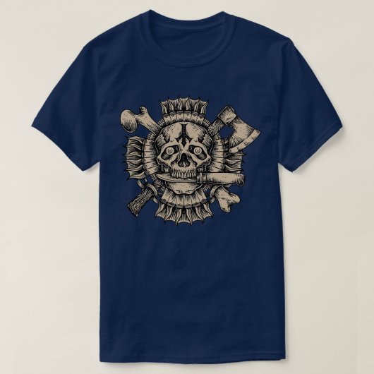 T-shirt Squelette avec un couteau dans la gravure (Design devant)