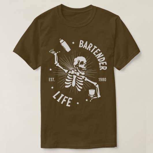 T-shirt Squelette Bartender Life (Design devant)