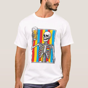 T-shirt Squelette Bière Arc-en-ciel Vintage Gravure T-Shir