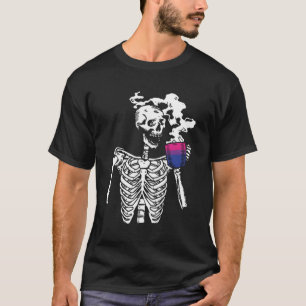 T-shirt Squelette Boire Café Bi-Ual Pride Crâne Lgbt-Q