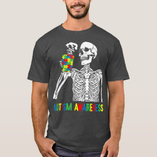 T-shirt Squelette Boire Café Sensibilisation sur l'autisme