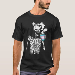 T-shirt Squelette Boire Café Trans Genre Fierté Crâne