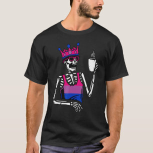 T-shirt Squelette buvant du café Drapeau bisexuel Bisexual