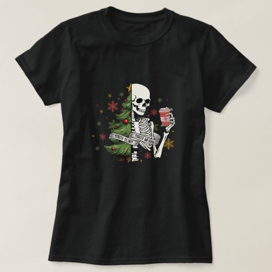 T-shirt squelette café de noël (Design devant)