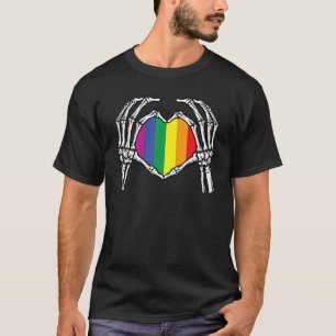 T-shirt Squelette Coeur main signe os costume Halloween