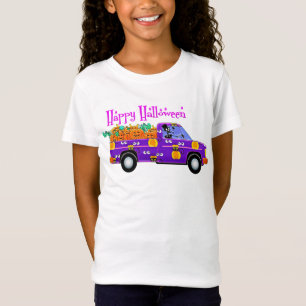 T-Shirt Squelette conduisant avec des Citrouilles