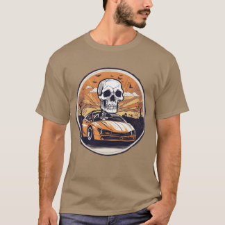 T-shirt Squelette conduisant une voiture cool Squelette Ha