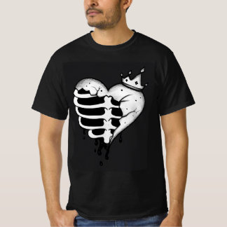 T-Shirt Squelette Couronne Cœur Brisé – Gothique S