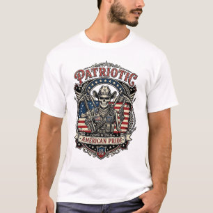 T-shirt Squelette Cowboy Patriotique Squelette Patriote So