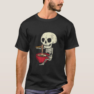 T-shirt Squelette Crâne Manger Ramen mignon Anime Hallowee