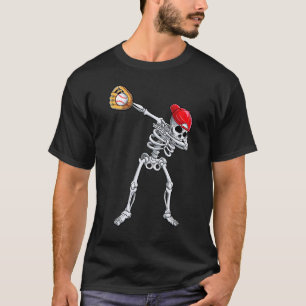 T-shirt Squelette Dabbing Baseball Halloween Joueur Receve