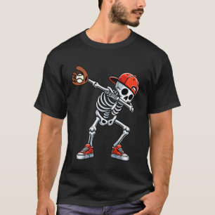 T-shirt Squelette Dabbing Baseball Joueur de Halloween Rec
