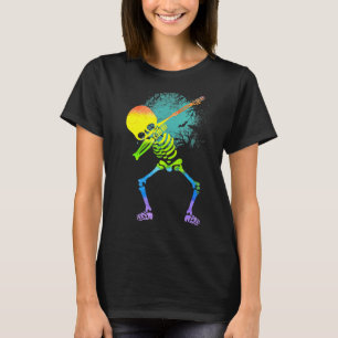 T-shirt Squelette Dabbing Fierté Lgbt Gay Halloween Avec V